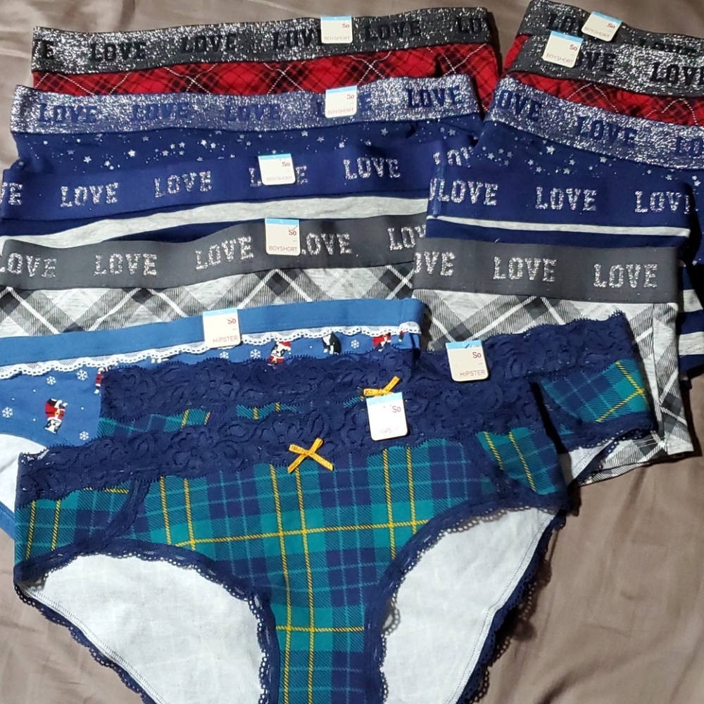 Lot of 12 NWT SO Kohl's Panties boyshort hipster
